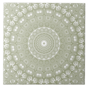 Azulejo Patrón de Mandala Verde Salvia