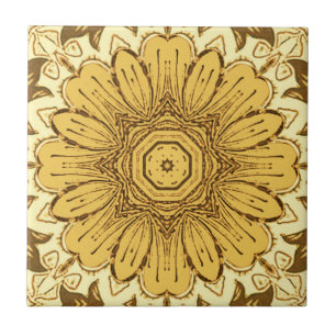 Azulejo Patrón de margarita geométrica en oro mostaza