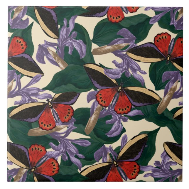 Azulejo Patrón de mariposa moscal (Frente)