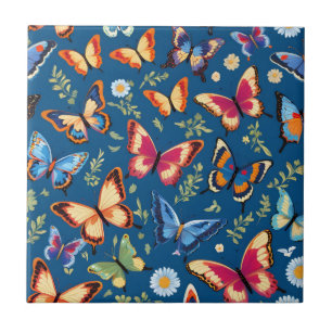 Azulejo Patrón de mariposas coloridas