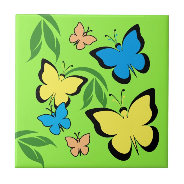 Azulejo Patrón de mariposas de primavera (Frente)