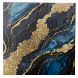 Azulejo Patrón de mármol azul con oro