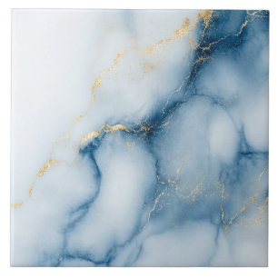 Azulejo Patrón de mármol azul dorado