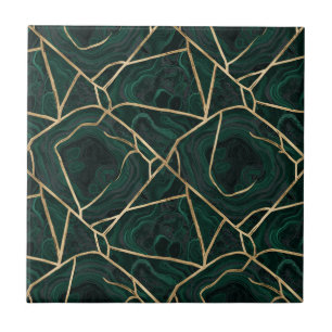 Azulejo Patrón de mármol de esmeralda y latón de lujo