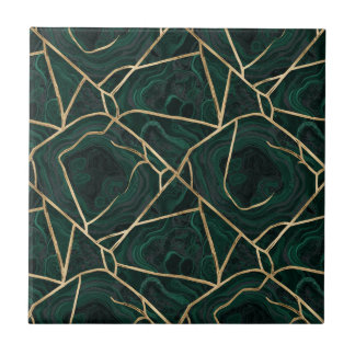 Azulejo Patrón de mármol de esmeralda y latón de lujo