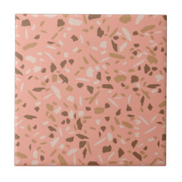 Azulejo Patrón de mármol de terrazo beige melocotón marrón