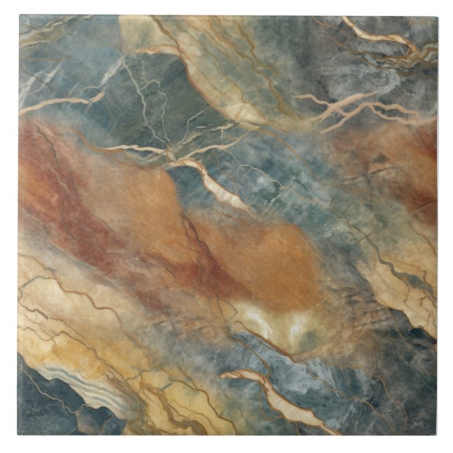 Azulejo Patrón de mármol de tono terrestre (Frente)