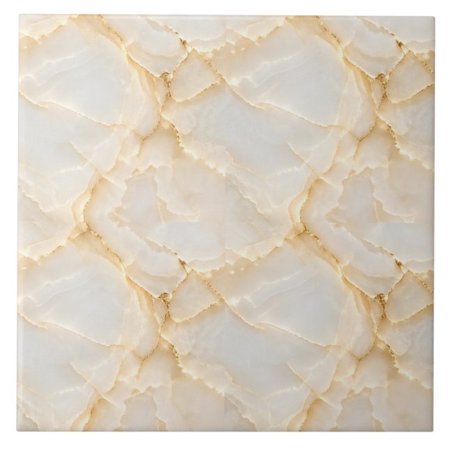 Azulejo Patrón de mármol de veta dorada de ónix blanco sin (Frente)
