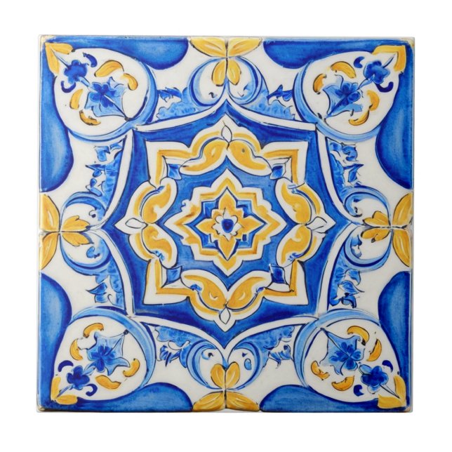 Azulejo Patrón de mayólica pintado a mano (Frente)