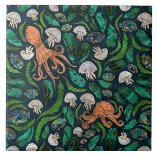 Azulejo Patrón de medusas y pulpos