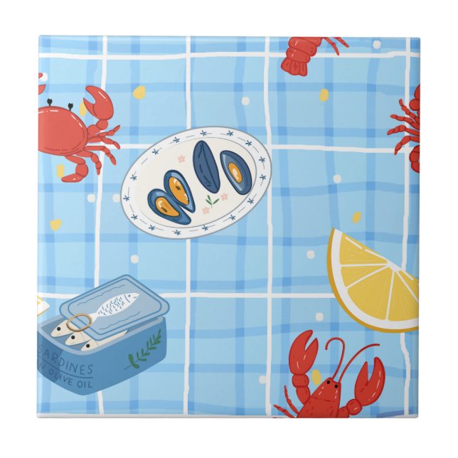 Azulejo Patrón de Mercado de Mariscos Mediterráneo (2) (Frente)