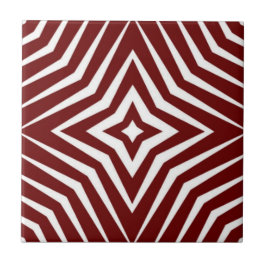 Azulejo Patrón de moda con estrellas blanco y rojo ladrill