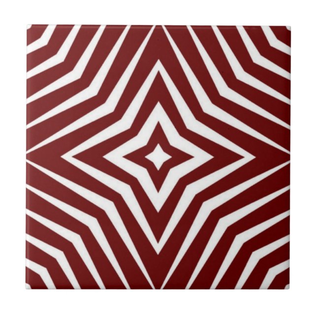 Azulejo Patrón de moda con estrellas blanco y rojo ladrill (Frente)