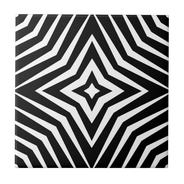 Azulejo Patrón de moda con estrellas M7 en blanco y negro (Frente)