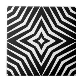 Azulejo Patrón de moda con estrellas negro y blanco M7