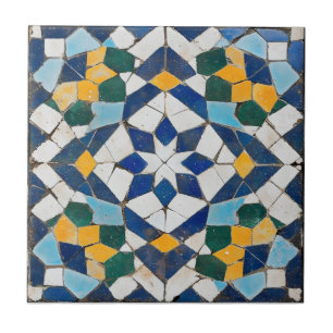 Azulejo Patrón de mosaico azul intrincado