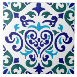 Azulejo patrón de mosaico azul marino y blanco