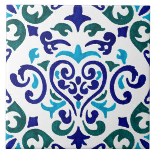 Azulejo patrón de mosaico azul marino y blanco