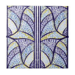 Azulejo Patrón de mosaico azul y verde limón mediterráneo