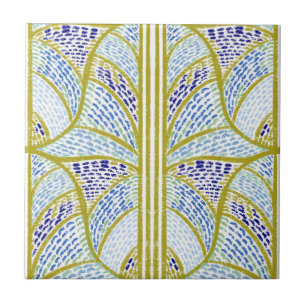 Azulejo Patrón de mosaico azul y verde limón mediterráneo