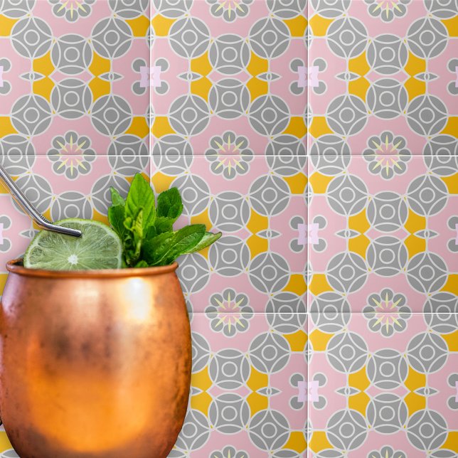 Azulejo Patrón de mosaico blanco amarillo gris rosa pastel (Subido por el creador)
