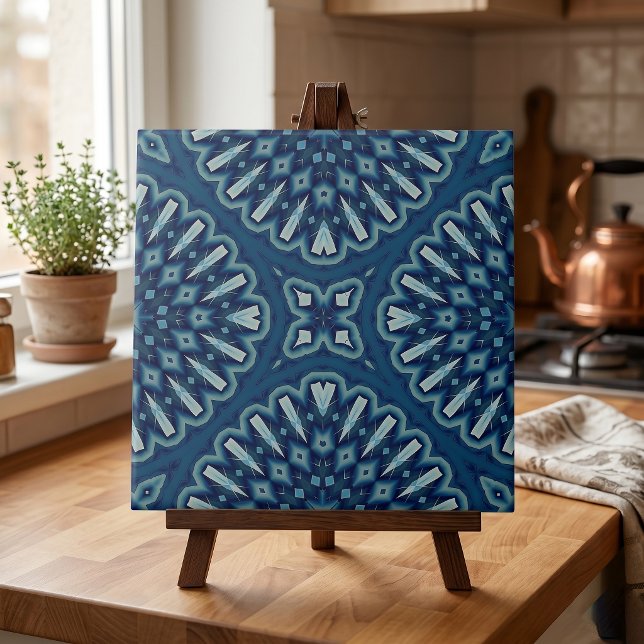 Azulejo Patrón de mosaico caleidoscópico geométrico azul m (Subido por el creador)