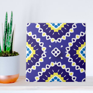 Azulejo Patrón de mosaico de azúcares mediterráneos azules