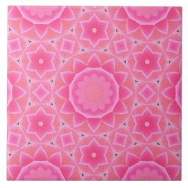 Azulejo Patrón de mosaico de bebé de estrellas y sol rosad