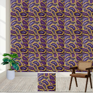 Azulejo Patrón de mosaico de geode morado y oro