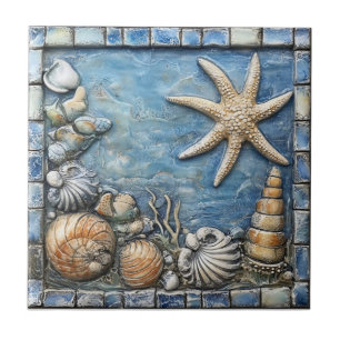 Azulejo Patrón de mosaico de la vida marina