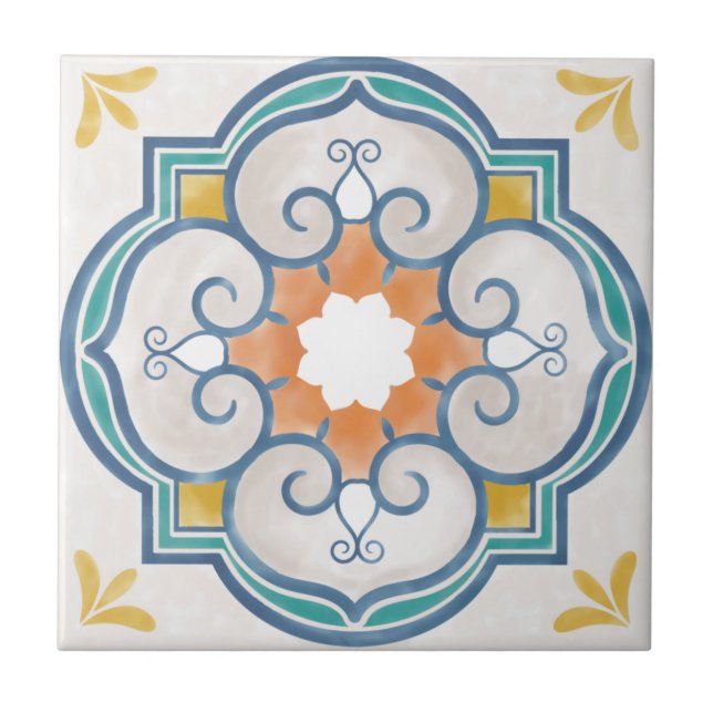 Azulejo Patrón de mosaico de Mandala/Marruecos (Frente)