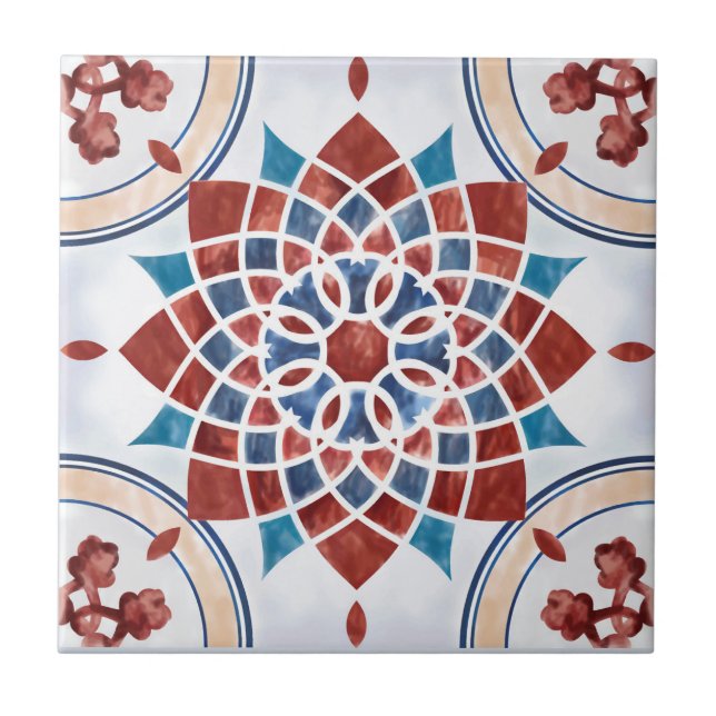 Azulejo Patrón de mosaico de Mandala/Marruecos (Frente)