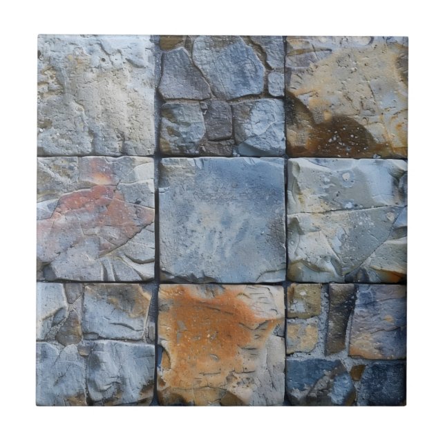Azulejo Patrón de mosaico de piedra azul gris (Frente)