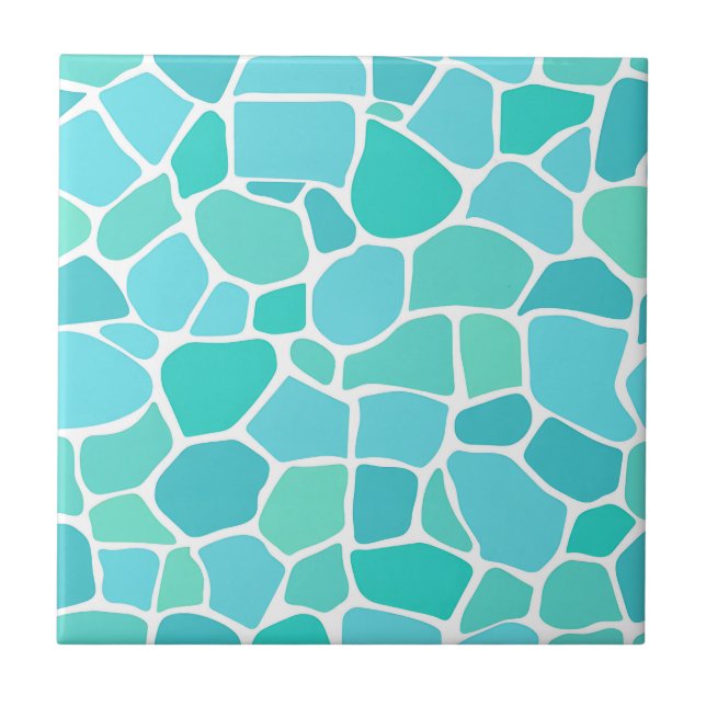 Azulejo Patrón de mosaico de vidrio de mar turquesa aqua (Frente)