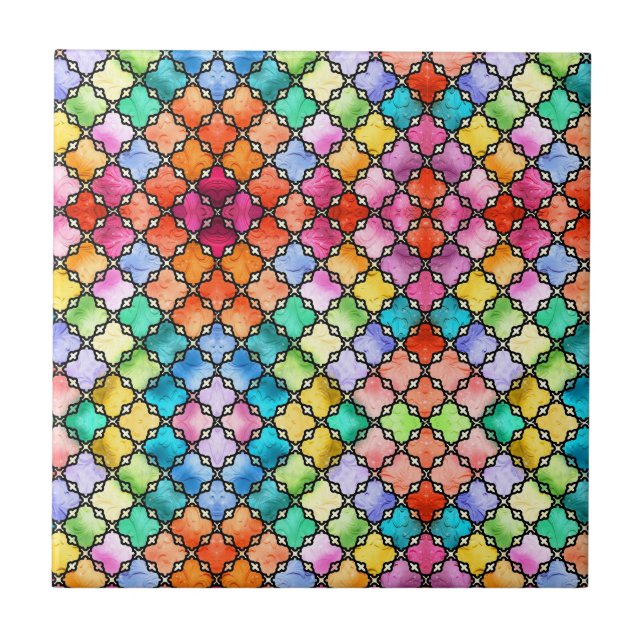 Azulejo Patrón de mosaico del arco iris (Frente)