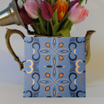 Azulejo Patrón de mosaico étnico bohemio Naranja azul índi<br><div class="desc">Esta exquisita cerámica decorativa muestra un diseño vibrante y llamativo,  combinando formas geométricas en tonos hipnotizantes de azul y naranja. Con su armoniosa fusión de colores y patrones,  esta baldosa le da un toque de arte y encanto a cualquier espacio.</div>