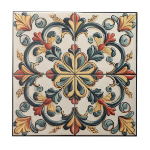 Azulejo Patrón de mosaico floral claro