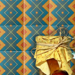 Azulejo Patrón de mosaico geométrico azul y Naranja contro<br><div class="desc">El diseño de las baldosas es moderno y abstracto,  con motivos geométricos en tonos azules y naranjas.</div>