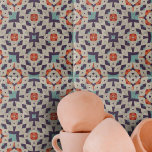 Azulejo Patrón de mosaico geométrico complejo de aspecto d<br><div class="desc">Esta cerámica es una verdadera obra de arte, con un cautivador patrón geométrico que combina complejidad y elegancia. El diseño muestra una sinfonía de formas, incluyendo estrellas y hexágonos, meticulosamente dispuestas para formar un mosaico armonioso. La paleta de colores es un rico tapiz de violetas, naranjas y focas, todo ello...</div>