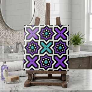 Azulejo Patrón de mosaico geométrico marroquí negrita púrp