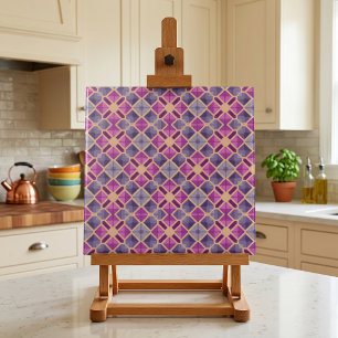 Azulejo Patrón de mosaico geométrico moderno de ciruela ro