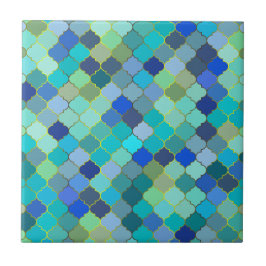 Azulejo Patrón de mosaico marroquí Aqua Azul