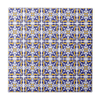 Azulejo Patrón de mosaico marroquí blanco dorado azul