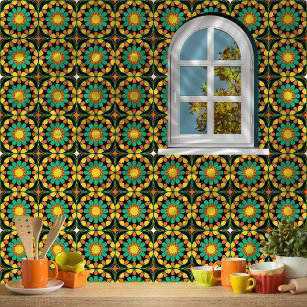 Azulejo Patrón de mosaico marroquí de atardecer tropical