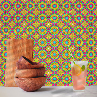 Azulejo Patrón de mosaico marroquí de primavera flotante