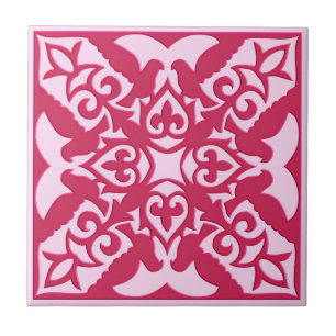 Azulejo Patrón de mosaico marroquí, fucsia y rosa pastel