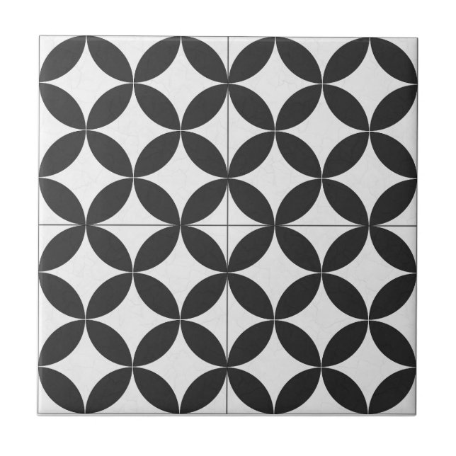 Azulejo Patrón de mosaico monocromo retro (Frente)