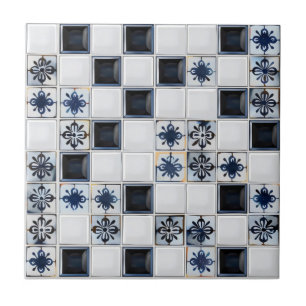 Azulejo Patrón de mosaico pequeño azul marino
