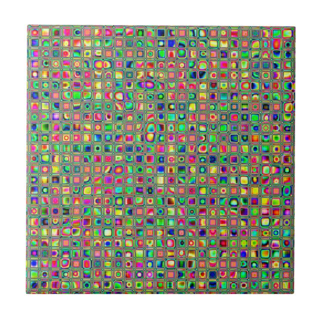 Azulejo Patrón de mosaicos texturados del Neon Rainbow (Frente)