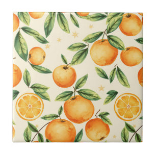 Azulejo Patrón de naranjas al acuarela
